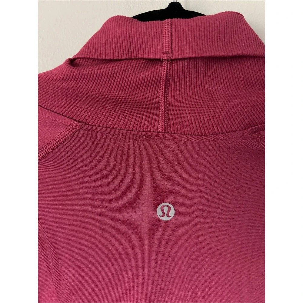 Lululemon Swiftly Speed Turtleneck Top Run Berry Pink Sz 4 Slim Fit Long Sleeve